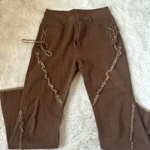 NWT CIDER BROWN CROP PANTS